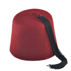 Village Hats Kastanienbrauner Fez Hut mit Schwarzer Troddel - M von Village Hats