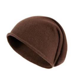 Villand 100% Kaschmir Slouchy Beanie Hut für Frauen, gestrickte Damen weiche warme Kaschmir Totenkopf-Beanies Kappe. (Kaffeebraun) von Villand
