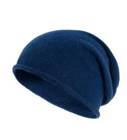 Villand 100% Kaschmir Slouchy Beanie Hut für Frauen, gestrickte Damen weiche warme Kaschmir Totenkopf-Beanies Kappe. (Marineblau) von Villand