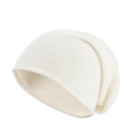 Villand 100% Kaschmir Slouchy Beanie Hut für Frauen, gestrickte Damen weiche warme Kaschmir Totenkopf-Beanies Kappe. (Weiß) von Villand
