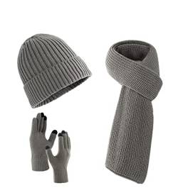 Villand Scarf Beanie Golves Set für Damen und Herren mit Geschenkbox (Grau) von Villand