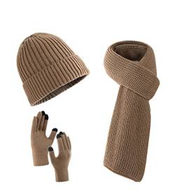 Villand Scarf Beanie Golves Set für Damen und Herren mit Geschenkbox (Khaki) von Villand