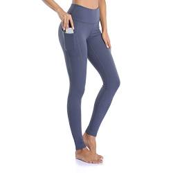 Vimbloom High Waist Figurformende Damen Sporthose, Blickdichte Sport Leggings - Lange Sportleggins Yogahosen mit Taschen VI263(Grau Blau,XL) von Vimbloom