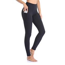 Vimbloom High Waist Figurformende Damen Sporthose, Blickdichte Sport Leggings - Lange Sportleggins Yogahosen mit Taschen VI263(Schwarz,L) von Vimbloom