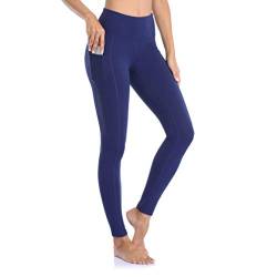 Vimbloom High Waist Figurformende Damen Sporthose, Blickdichte Sport Leggings - Lange Sportleggins Yogahosen mit Taschen VI263(Tiefes Blau,L) von Vimbloom