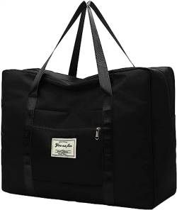 Faltbare Reisetasche, Tragetasche, Wochenend-Übernachtungstasche, Handgepäck for Damen und Herren, wasserdichte große Reisetasche, Sporttasche (Color : Black, Size : M) von Vimlo