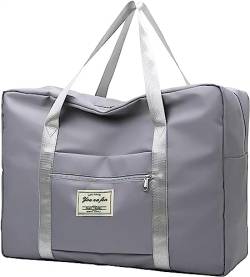 Faltbare Reisetasche, Tragetasche, Wochenend-Übernachtungstasche, Handgepäck for Damen und Herren, wasserdichte große Reisetasche, Sporttasche (Color : Gray, Size : M) von Vimlo