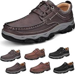 Vimlo Comfymore-Schuhe for Herren, orthopädische Herren-Wanderschuhe, Slip-on-Loafer aus echtem Leder, orthopädische Lederschuhe (Color : Dark Brown A, Size : 47) von Vimlo