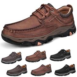Vimlo Comfymore-Schuhe for Herren, orthopädische Herren-Wanderschuhe, Slip-on-Loafer aus echtem Leder, orthopädische Lederschuhe (Color : Light Brown A, Size : 46) von Vimlo
