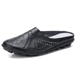 Vimlo Owlkay-Schuhe for Damen, orthopädische Owlkay-Schuhe for Damen, Flache Loafer-Pantoletten for Damen, Slip-on-Hohlpantoffeln (Color : Black, Size : 35) von Vimlo