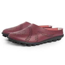 Vimlo Owlkay-Schuhe for Damen, orthopädische Owlkay-Schuhe for Damen, Flache Loafer-Pantoletten for Damen, Slip-on-Hohlpantoffeln (Color : Claret, Size : 44) von Vimlo