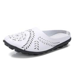 Vimlo Owlkay-Schuhe for Damen, orthopädische Owlkay-Schuhe for Damen, Flache Loafer-Pantoletten for Damen, Slip-on-Hohlpantoffeln (Color : White, Size : 35) von Vimlo