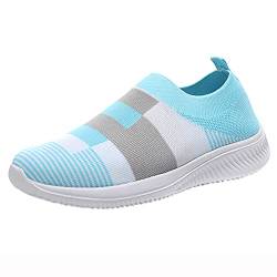 Vimoli Damen Sportschuhe Lässige Mesh Walking Turnschuhe Atmungsaktive Laufschuhe Slip On Sneaker Mesh Bequem Straßenlaufschuhe Walkingschuhe(B Hellblau,40) von Vimoli