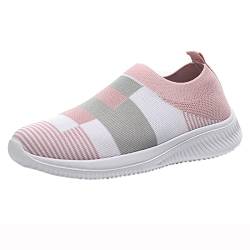 Vimoli Damen Sportschuhe Lässige Mesh Walking Turnschuhe Atmungsaktive Laufschuhe Slip On Sneaker Mesh Bequem Straßenlaufschuhe Walkingschuhe(B Rosa,42) von Vimoli