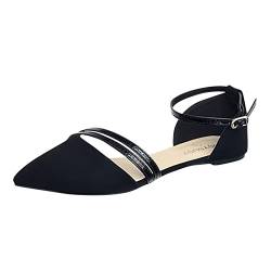 Vimoli Flache Schuhe Damen Slingpumps Lässige flache Schuhe mit spitzen Zehen Arbeitsschuhe(A Schwarz,37) von Vimoli