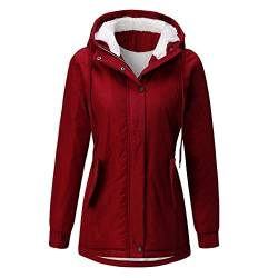 Vimoli Warme Winterparka Damen Winter Jacke Teddyfell gefütterte Winterjacke Steppjacke gefüttert Kunstfell Herbst Winter Übergangsjacke(C Wein,XXL) von Vimoli