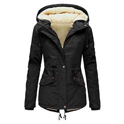 Vimoli Warme Winterparka Damen Winter Jacke Teddyfell gefütterte Winterjacke Steppjacke gefüttert Kunstfell Herbst Winter Übergangsjacke(E Schwarz,XXL) von Vimoli