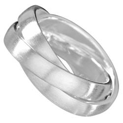 Vinani 3er Ring Wickelring massiv mattiert 3 Ringe beweglich Unisex Sterling Silber 925 Dreierring Größe 68 (21.6) R3M68 von Vinani