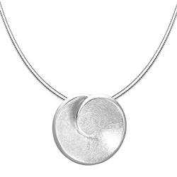 Vinani Anhänger Kreis gewölbtes Design gebürstet glänzend mit Schlangenkette 42 cm Sterling Silber 925 Kette Italien ABBG-S42 von Vinani