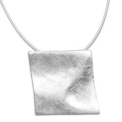 Vinani Anhänger Quadrat gebürstet mit Schlangenkette 50 cm Sterling Silber 925 Kette Italien AQG50 von Vinani