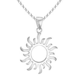 Vinani Anhänger Sonne mattiert glänzend mit Erbskette 50 cm Sterling Silber 925 Kette Italien ASON-T50 von Vinani