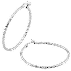 Vinani Creolen gedreht mittel Hoop rund 4 cm Sterling Silber 925 Ohrringe 2CGM von Vinani