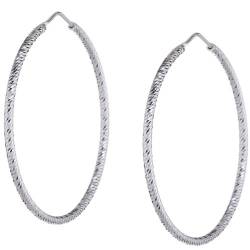 Vinani Creolen mittel diamantiert facettiert Sterling Silber 925 Ohrringe CDM von Vinani