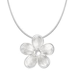 Vinani Damen Halskette mit Anhänger - Blumen-Anhänger glänzend gebürstet - Schlangenkette aus Italien - 925 Sterling Silber - ABTA-S42 von Vinani