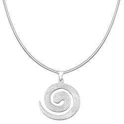 Vinani Damen Halskette mit Anhänger - Spiral Design groß gebürstet - Schlangenkette aus Italien - 925 Sterling Silber für Frauen - 2ASP-S50 von Vinani