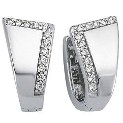 Vinani Damen Ohrringe 925 Silber - Klapp-Creolen Ohrring Set für Frauen aus 925 Sterling Silber Zirkonia weiß Trapez glänzend 2CZE von Vinani