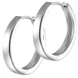 Vinani Damen Ohrringe 925 Silber - Klapp-Creolen Ohrring Set für Frauen aus 925 Sterling Silber rund schmal glänzend CGG von Vinani