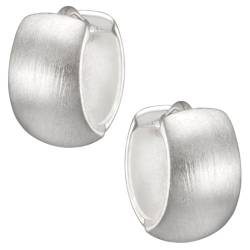 Vinani Damen Ohrringe 925 Silber - Klapp-Creolen Ohrring Set für Frauen mattiert abgerundet aus 925 Sterling Silber Ohrringe CARM von Vinani