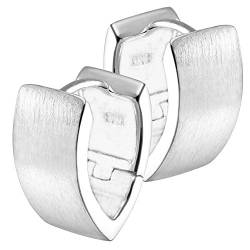 Vinani Damen Ohrringe 925 Silber - Klapp-Creolen V-Form breit mattiert - aus 925 Sterling Silber für Frauen - CJC von Vinani