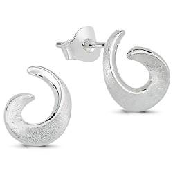 Vinani Damen Ohrringe 925 Silber - Klapp-Creolen gebürstet abgerundet - aus 925 Sterling Silber für Frauen - CARG von Vinani