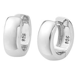 Vinani Damen Ohrringe 925 Silber - Klapp-Creolen - klein abgerundet glänzend rhodiniert - Ohrring Set für Frauen aus 925 Sterling Silber - 2CKA von Vinani