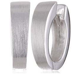 Vinani Damen Ohrringe 925 Silber - Klapp-Creolen oval mattiert glänzend - 925 Sterling Silber für Frauen - COM von Vinani
