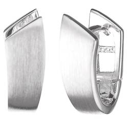 Vinani Damen Ohrringe 925 Silber - Klapp-Creolen schräg mattiert schlicht - aus 925 Sterling Silber für Frauen - CDG von Vinani
