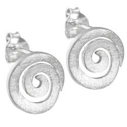 Vinani Damen Ohrringe 925 Silber - Ohrstecker Set für Frauen aus 925 Sterling Silber Spirale gebürstet gebogen OSQ von Vinani