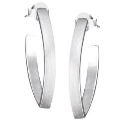 Vinani Damen Ohrstecker 925 Silber - Creolen groß mattiert schlicht aus 925 Sterling Silber Ohrringe für Frauen CNX von Vinani