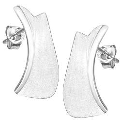 Vinani Damen Ohrstecker 925 Silber - Rechteck Design - gebogen und gebürstet - glänzend - aus 925 Sterling Silber - Ohrring-Set für Frauen - OUA von Vinani