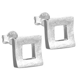 Vinani Damen Ohrstecker 925 Silber - Viereck gebürstet - Ohrringe aus 925 Sterling Silber für Frauen - Quadrat - OQD von Vinani