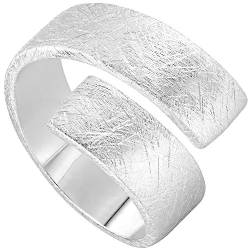 Vinani Damen Ring 925 Silber - Bandring-Design massiv gebürstet anpassbar - aus 925 Sterling Silber für Frauen - Größe 58 (18.5) 2RSS-58 von Vinani