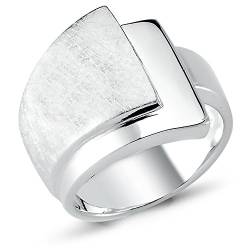 Vinani Damen Ring 925 Silber - Schichten Design 3 Ebenen für Frauen aus 925 Sterling Silber gebürstet glänzend massiv breit - 2RSC64 von Vinani