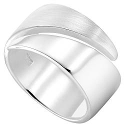 Vinani Damen Ring 925 Silber - anpassbares Bandring Design massiv glänzend mattiert - Sterling Silber 925 - Größe 62 (19.7) 2RSR-62 von Vinani