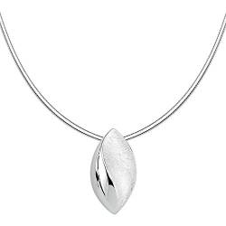 Vinani Design Anhänger Mandel Auge elegant geschwungen gebürstet glänzend mit Schlangenkette 42 cm Sterling Silber 925 Kette Italien Linse 2ARA-S42 von Vinani