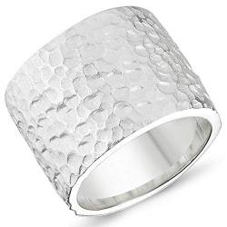 Vinani Design Ring breit gehämmert massiv mattiert schlicht 925 Sterling Silber Größe 52 (16.6) 2RBA52 von Vinani