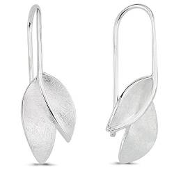 Vinani Ohrhänger 2 Blätter elegant gebürstet Sterling Silber 925 Ohrringe 2OHN von Vinani