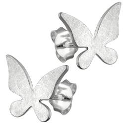 Vinani Ohrstecker Schmetterling gebürstet Sterling Silber 925 Ohrringe OSLM von Vinani