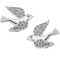 Vinani Ohrstecker Vogel mit weißen Zirkonia elegant glänzend Sterling Silber 925 Taube Bird Ohrringe 2OSK von Vinani