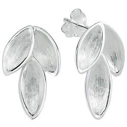 Vinani Ohrstecker ovale Blüte Blatt gebürstet glänzend 925 Sterling Silber Ohrringe 2OSAG von Vinani